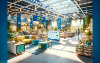 A contemporary inviting image depicting the collaboration between sustainability and IKEA