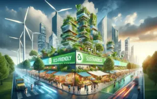 A dynamic modern image symbolizing the intersection of sustainability and marketing
